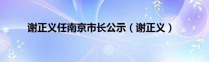 谢正义任南京市长公示（谢正义）