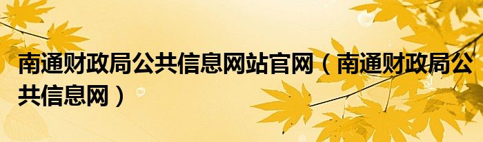 南通财政局公共信息网站官网（南通财政局公共信息网）