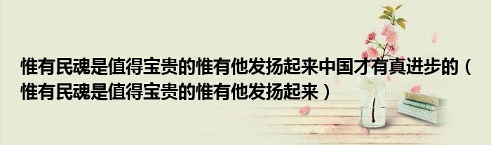 惟有民魂是值得宝贵的惟有他发扬起来中国才有真进步的（惟有民魂是值得宝贵的惟有他发扬起来）