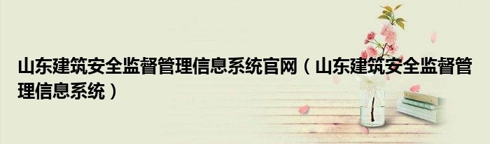 山东建筑安全监督管理信息系统官网（山东建筑安全监督管理信息系统）