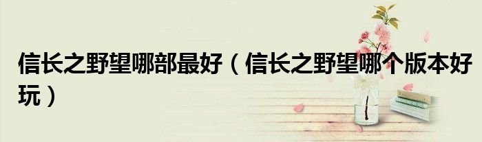 信长之野望哪部最好（信长之野望哪个版本好玩）