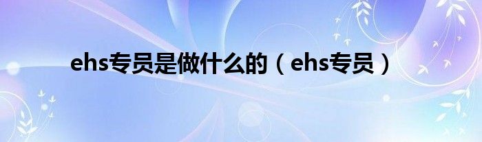 ehs专员是做什么的（ehs专员）