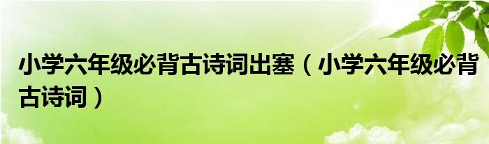 小学六年级必背古诗词出塞（小学六年级必背古诗词）