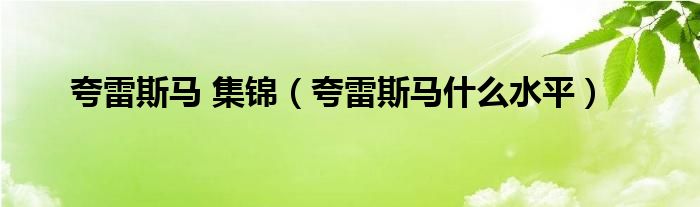 夸雷斯马 集锦（夸雷斯马什么水平）