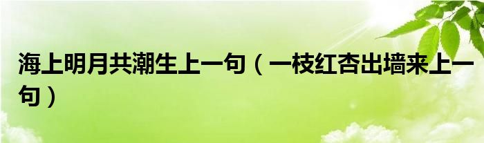 海上明月共潮生上一句（一枝红杏出墙来上一句）