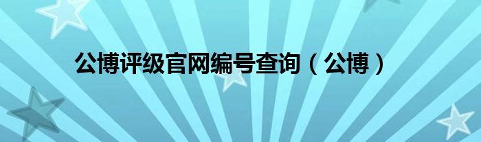 公博评级官网编号查询（公博）