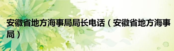 安徽省地方海事局局长电话（安徽省地方海事局）