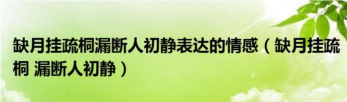 缺月挂疏桐漏断人初静表达的情感（缺月挂疏桐 漏断人初静）