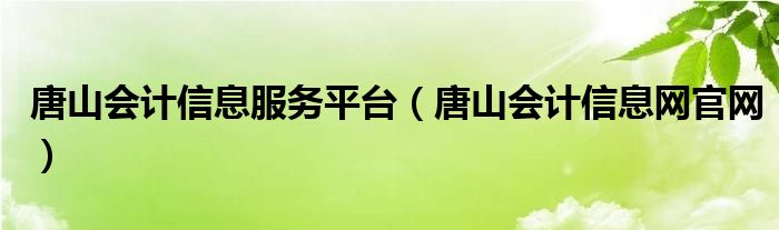 唐山会计信息服务平台（唐山会计信息网官网）