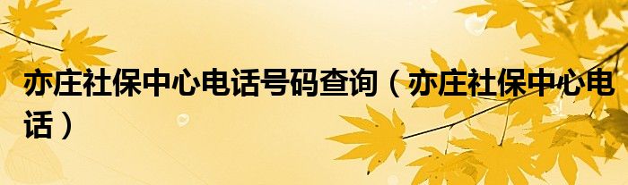 亦庄社保中心电话号码查询（亦庄社保中心电话）