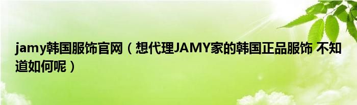 jamy韩国服饰官网（想代理JAMY家的韩国正品服饰 不知道如何呢）