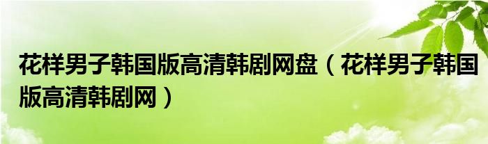 花样男子韩国版高清韩剧网盘（花样男子韩国版高清韩剧网）