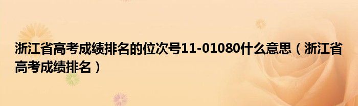 浙江省高考成绩排名的位次号11-01080什么意思（浙江省高考成绩排名）