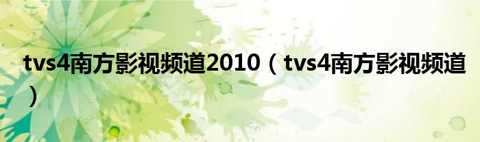 tvs4南方影视频道2010（tvs4南方影视频道）