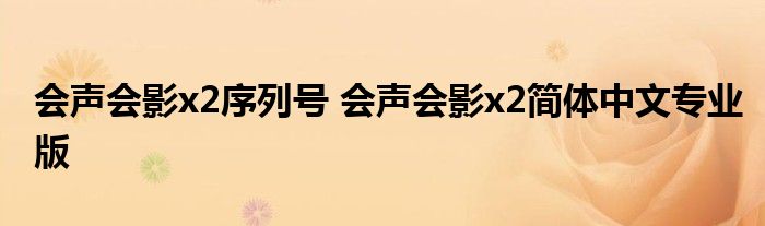 会声会影x2序列号 会声会影x2简体中文专业版