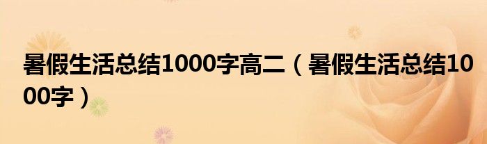 暑假生活总结1000字高二（暑假生活总结1000字）