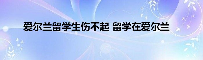 爱尔兰留学生伤不起 留学在爱尔兰