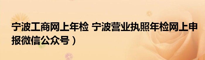 宁波工商网上年检 宁波营业执照年检网上申报微信公众号）