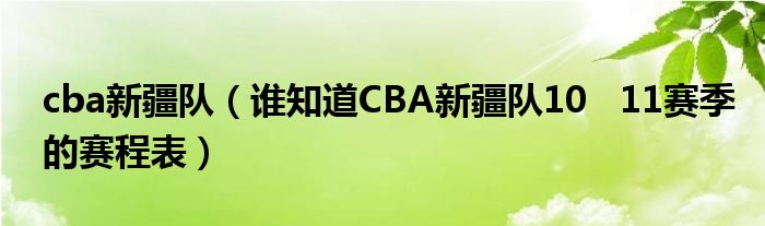 cba新疆队（谁知道CBA新疆队10   11赛季的赛程表）