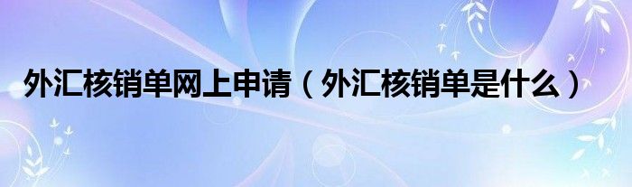 外汇核销单网上申请（外汇核销单是什么）