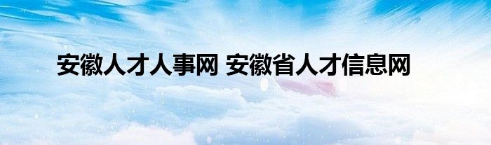 安徽人才人事网 安徽省人才信息网