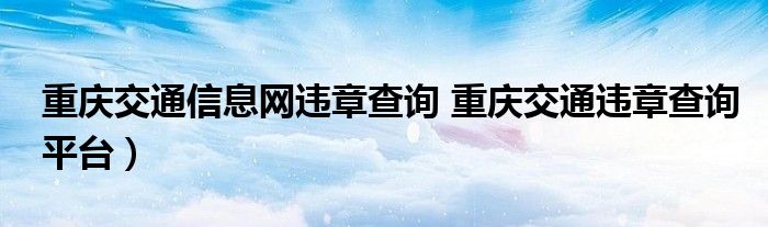 重庆交通信息网违章查询 重庆交通违章查询平台）