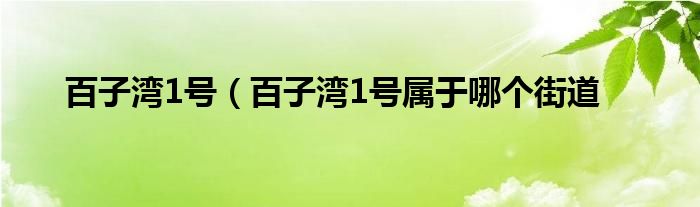 百子湾1号（百子湾1号属于哪个街道