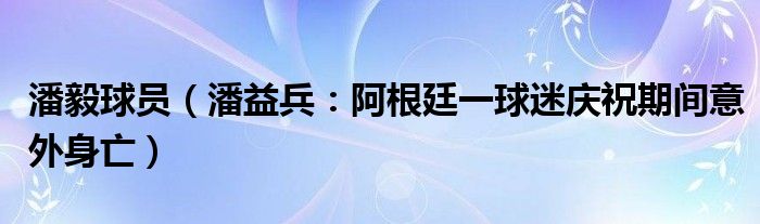 潘毅球员（潘益兵：阿根廷一球迷庆祝期间意外身亡）