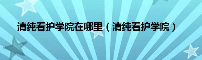 清纯看护学院在哪里（清纯看护学院）