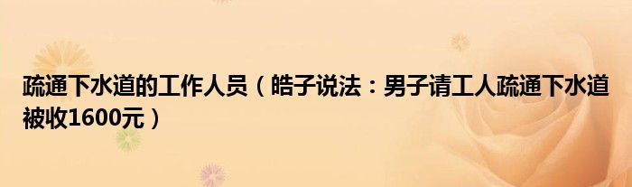 疏通下水道的工作人员（皓子说法：男子请工人疏通下水道被收1600元）