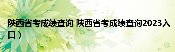 陕西省考成绩查询 陕西省考成绩查询2023入口）