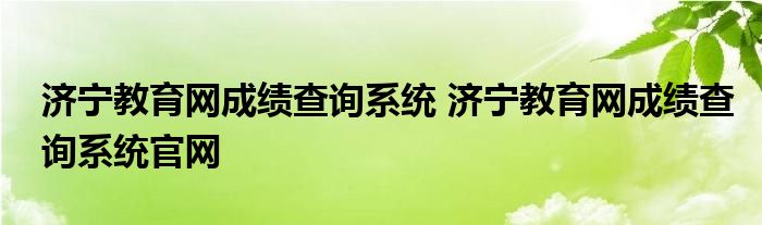 济宁教育网成绩查询系统 济宁教育网成绩查询系统官网