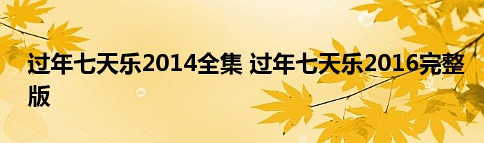 过年七天乐2014全集 过年七天乐2016完整版