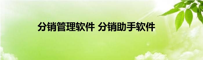 分销管理软件 分销助手软件