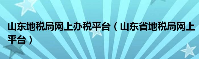 山东地税局网上办税平台（山东省地税局网上平台）