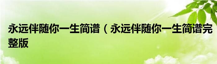 永远伴随你一生简谱（永远伴随你一生简谱完整版