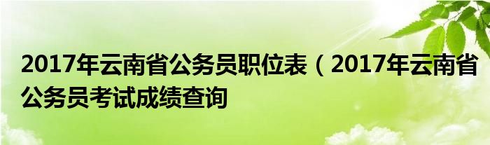 2017年云南省公务员职位表（2017年云南省公务员考试成绩查询