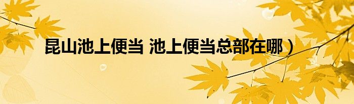 昆山池上便当 池上便当总部在哪）