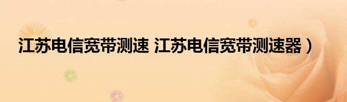 江苏电信宽带测速 江苏电信宽带测速器）