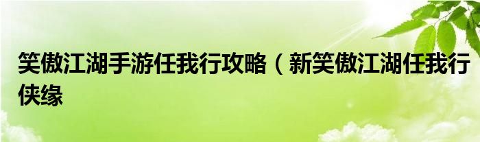 笑傲江湖手游任我行攻略（新笑傲江湖任我行侠缘