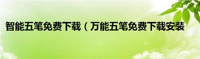 智能五笔免费下载（万能五笔免费下载安装