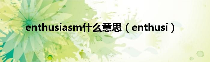 enthusiasm什么意思（enthusi）