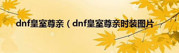 dnf皇室尊亲（dnf皇室尊亲时装图片