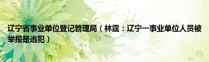 辽宁省事业单位登记管理局（林霆：辽宁一事业单位人员被举报是逃犯）