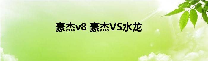 豪杰v8 豪杰VS水龙