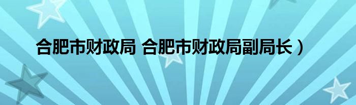 合肥市财政局 合肥市财政局副局长）