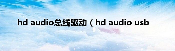 hd audio总线驱动（hd audio usb