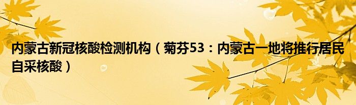 内蒙古新冠核酸检测机构（菊芬53：内蒙古一地将推行居民自采核酸）