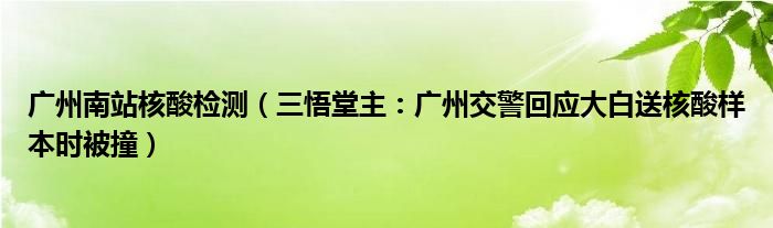 广州南站核酸检测（三悟堂主：广州交警回应大白送核酸样本时被撞）