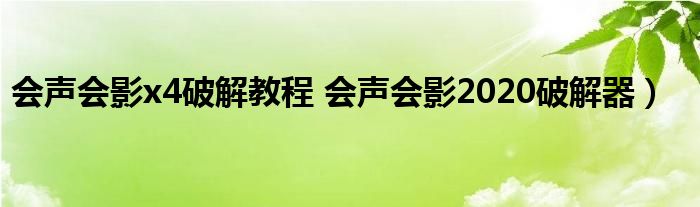 会声会影x4破解教程 会声会影2020破解器）